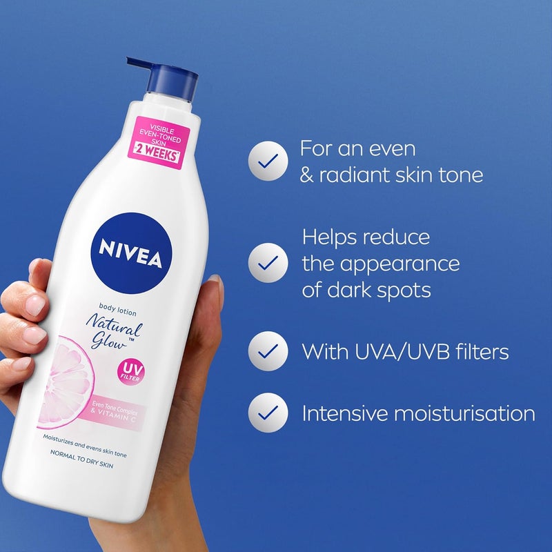 Nivea لوشن الجسم نيفيا للتوهج الطبيعي للبشرة العادية إلى الجافة مع فيتامين C وفلتر UV، 3x400 مل - Image 2
